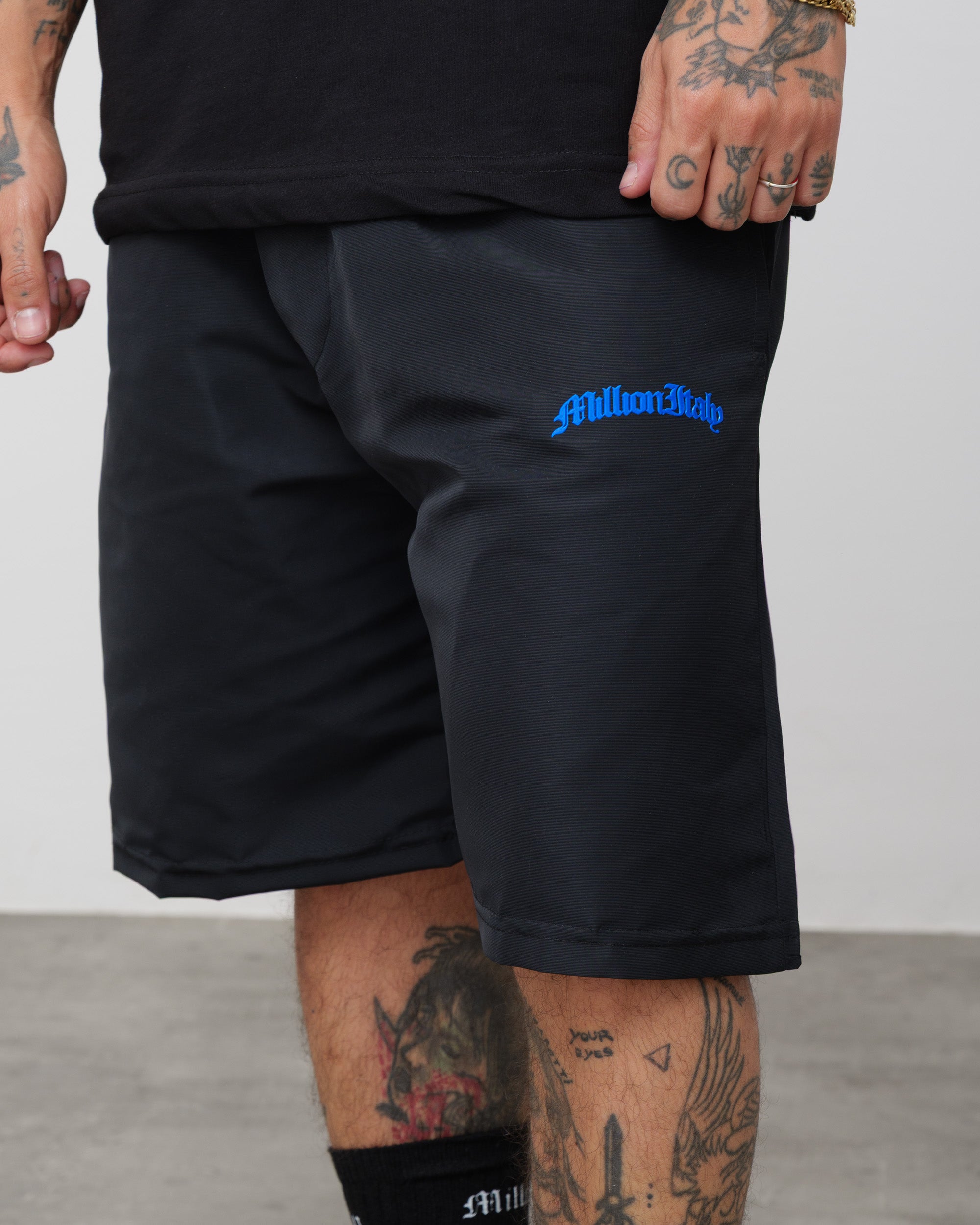 Shorts Tech Nero - Logo Blu